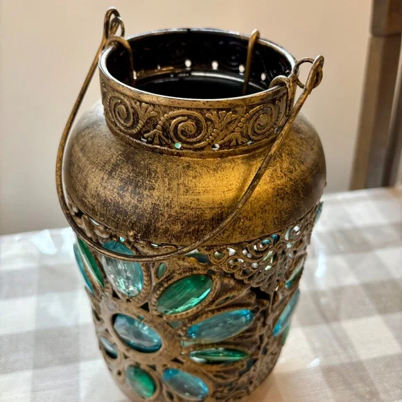 Pier 1 Blue and Green Caravan Gem Lantern - Picture 6 of 8